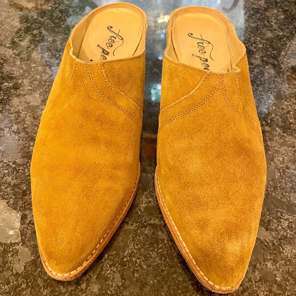 Free People Tan Suede Mules 8.5